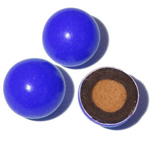Blue chocolate coated ball